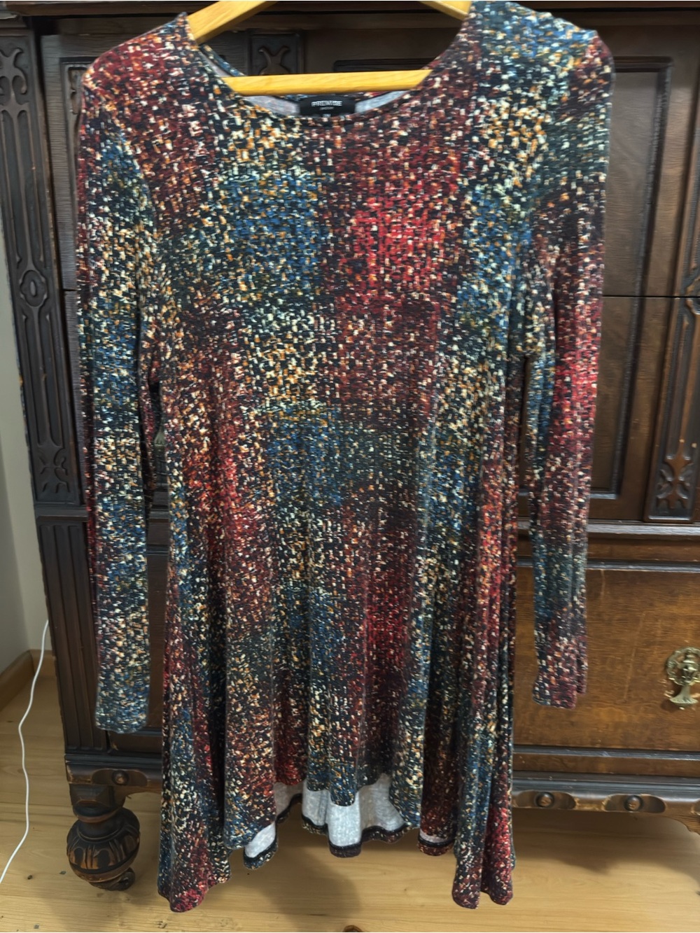 Multicolor Speckled Knit Long-Sleeve Swing Top